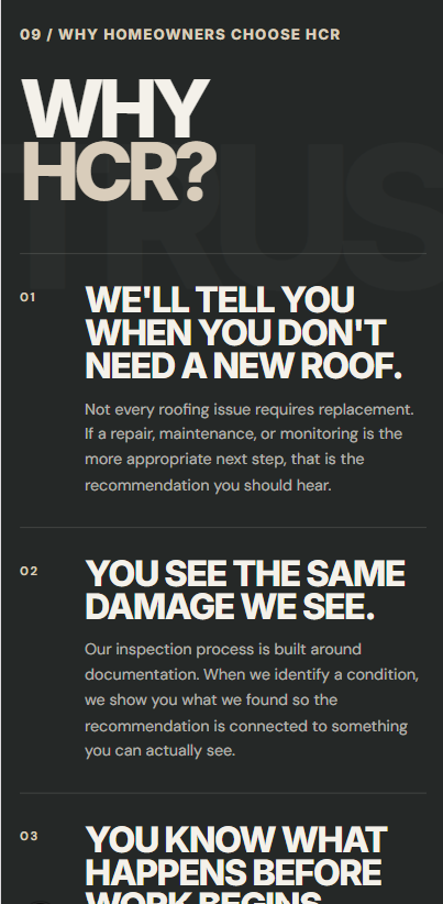 Mobile contractor website example designed by Diamond Creative Collective